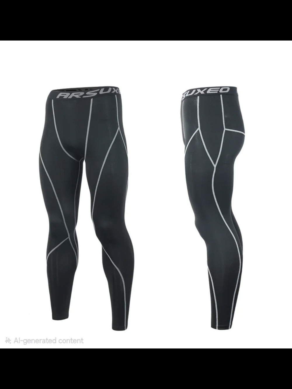 SUXEO men's compression tights feature prominent grey stitching.